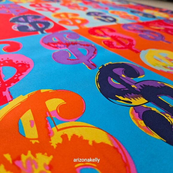 Andy Warhol Dollar Sign Silk Scarf PERFECT! Hand-Rolled Classic Memorabilia - Picture 10 of 11